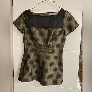 Stylish Black and Green Polka Dot Top